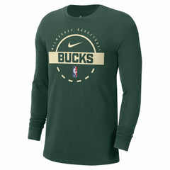 Milwaukee Bucks Authentic Long Sleeve Practice T-Shirt Hunter Green - NBA