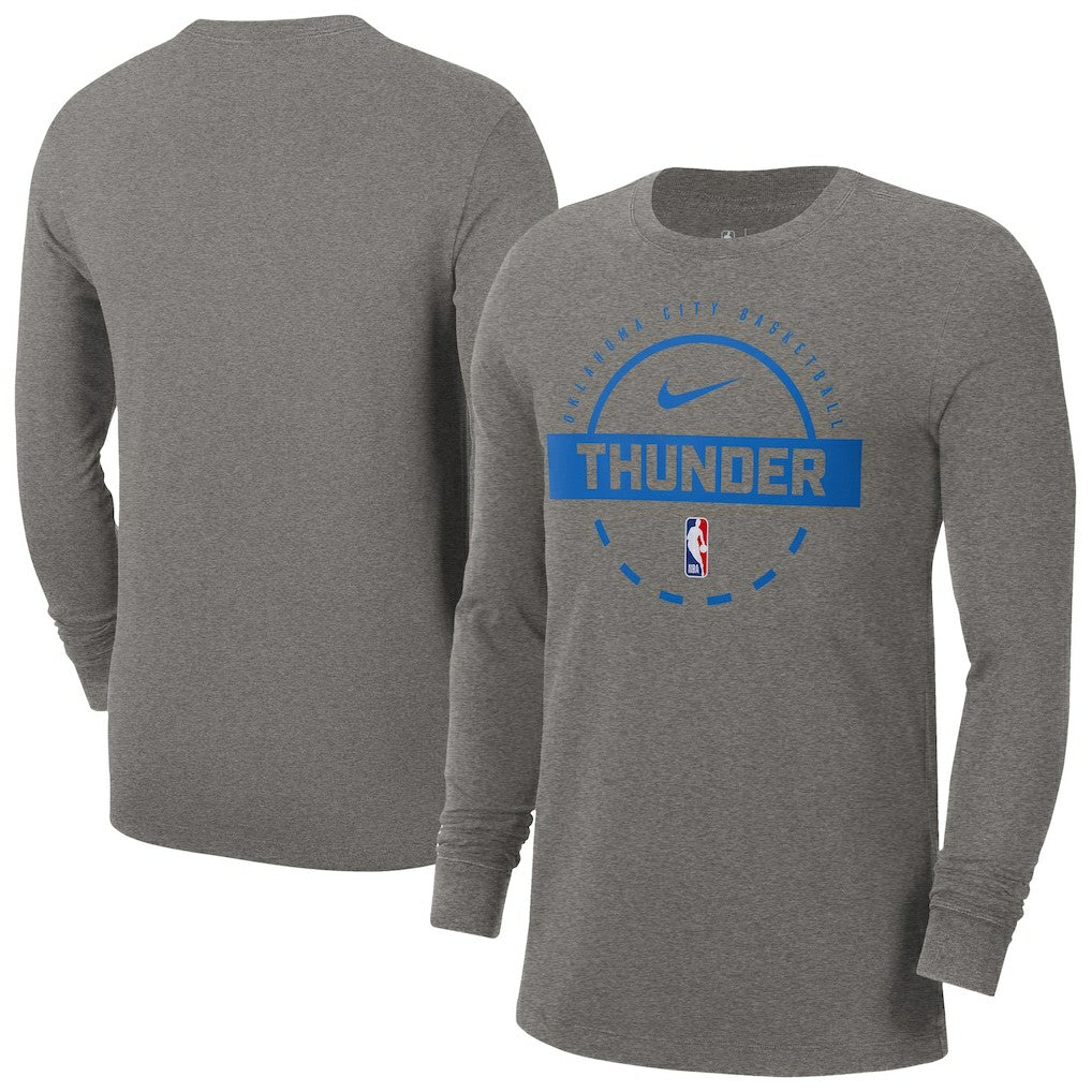 Oklahoma City Thunder Authentic Long Sleeve Practice T-Shirt Charcoal - NBA