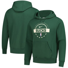 Milwaukee Bucks 2025/26 Authentic Practice Club Pullover Hoodie Hunter Green - NBA