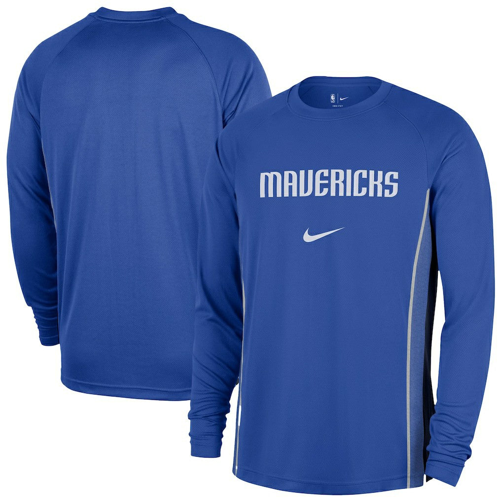 Dallas Mavericks 2025/26 Authentic Pre-Game Legend Dri-FIT Long Sleeve Shooting Shirt Blue - NBA