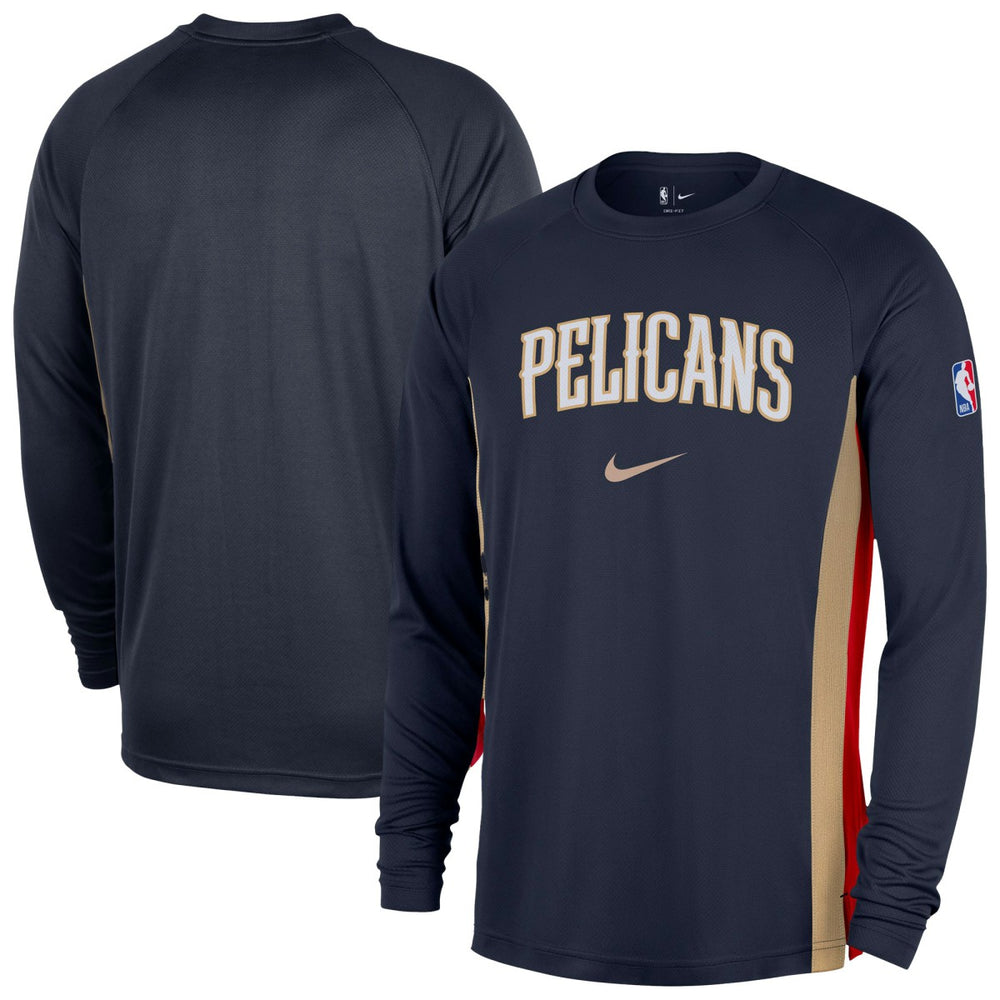 New Orleans Pelicans 2025/26 Authentic Pre-Game Legend Dri-FIT Long Sleeve Shooting Shirt Navy - NBA