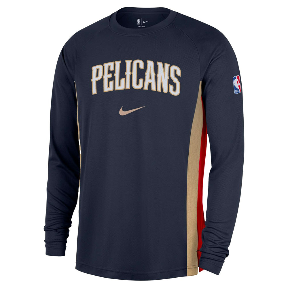 New Orleans Pelicans 2025/26 Authentic Pre-Game Legend Dri-FIT Long Sleeve Shooting Shirt Navy - NBA