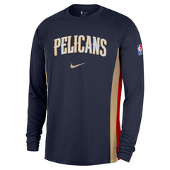 New Orleans Pelicans 2025/26 Authentic Pre-Game Legend Dri-FIT Long Sleeve Shooting Shirt Navy - NBA