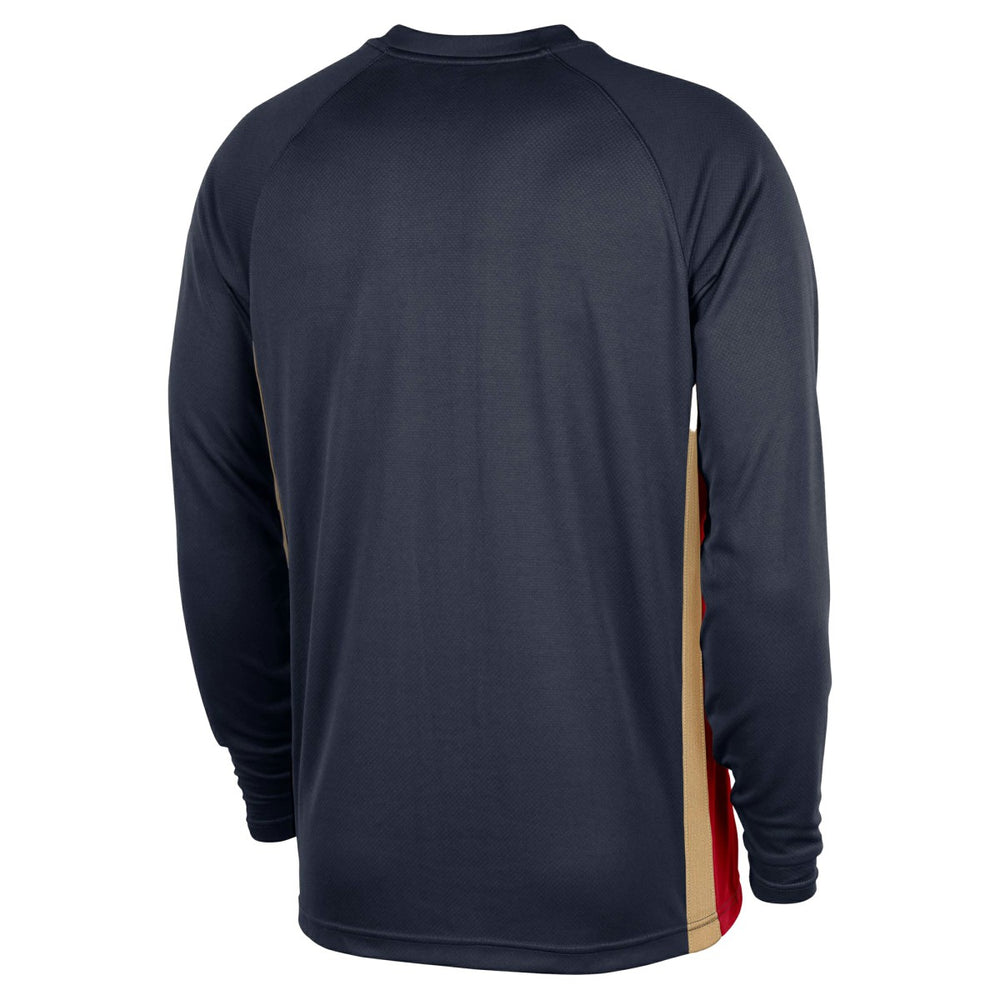 New Orleans Pelicans 2025/26 Authentic Pre-Game Legend Dri-FIT Long Sleeve Shooting Shirt Navy - NBA
