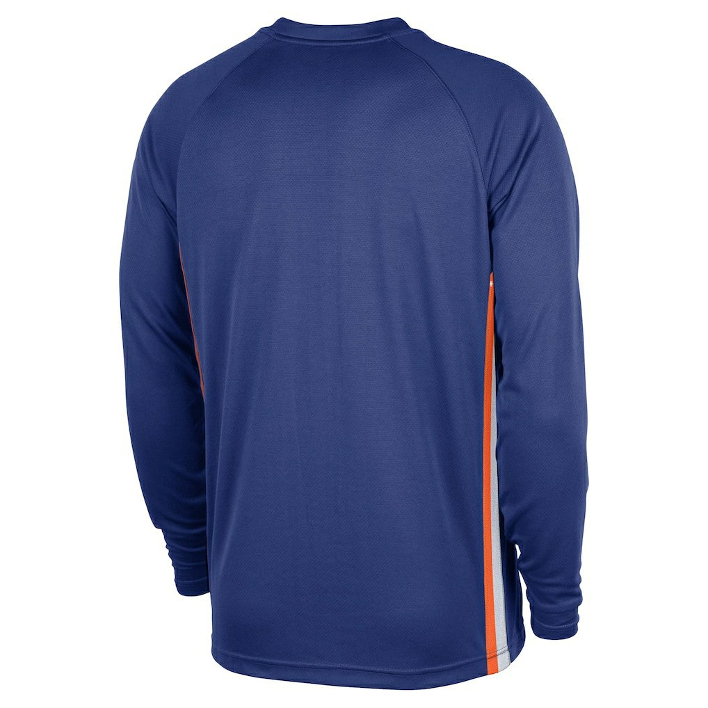 New York Knicks 2025/26 Authentic Pre-Game Legend Dri-FIT Long Sleeve Shooting Shirt Blue - NBA