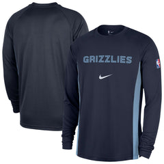 Memphis Grizzlies 2025/26 Authentic Pre-Game Legend Dri-FIT Long Sleeve Shooting Shirt Navy - NBA
