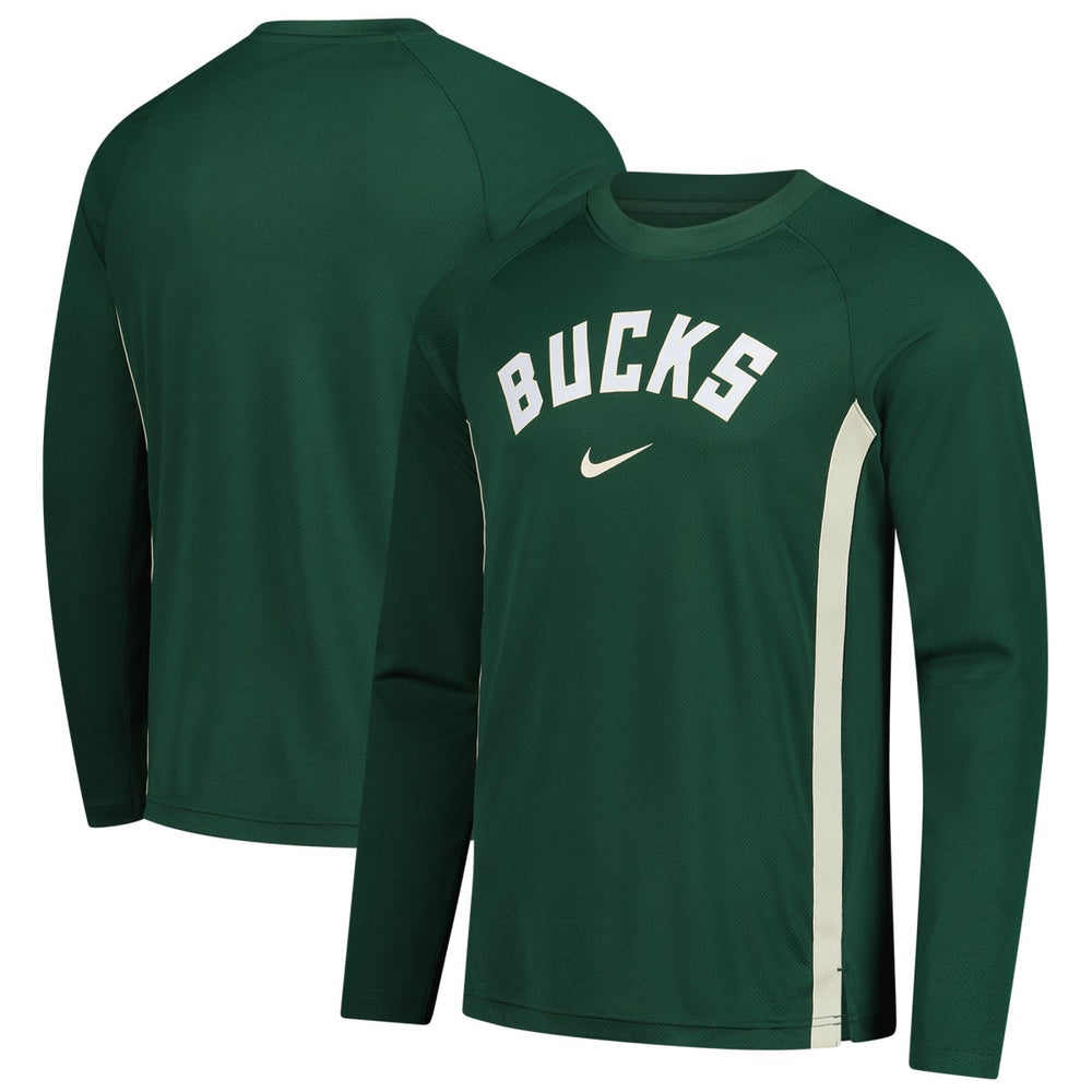 Milwaukee Bucks 2025/26 Authentic Pre-Game Legend Dri-FIT Long Sleeve Shooting Shirt Hunter Green - NBA