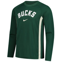 Milwaukee Bucks 2025/26 Authentic Pre-Game Legend Dri-FIT Long Sleeve Shooting Shirt Hunter Green - NBA