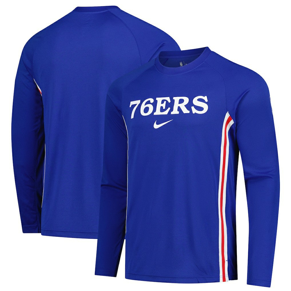 Philadelphia 76ers 2025/26 Authentic Pre-Game Legend Dri-FIT Long Sleeve Shooting Shirt Royal - NBA