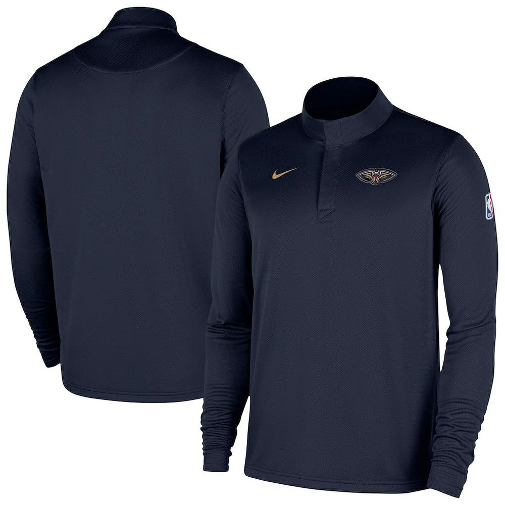 New Orleans Pelicans 2025/26 Authentic Coaches Quarter-Zip Dri-Fit Top Navy - NBA