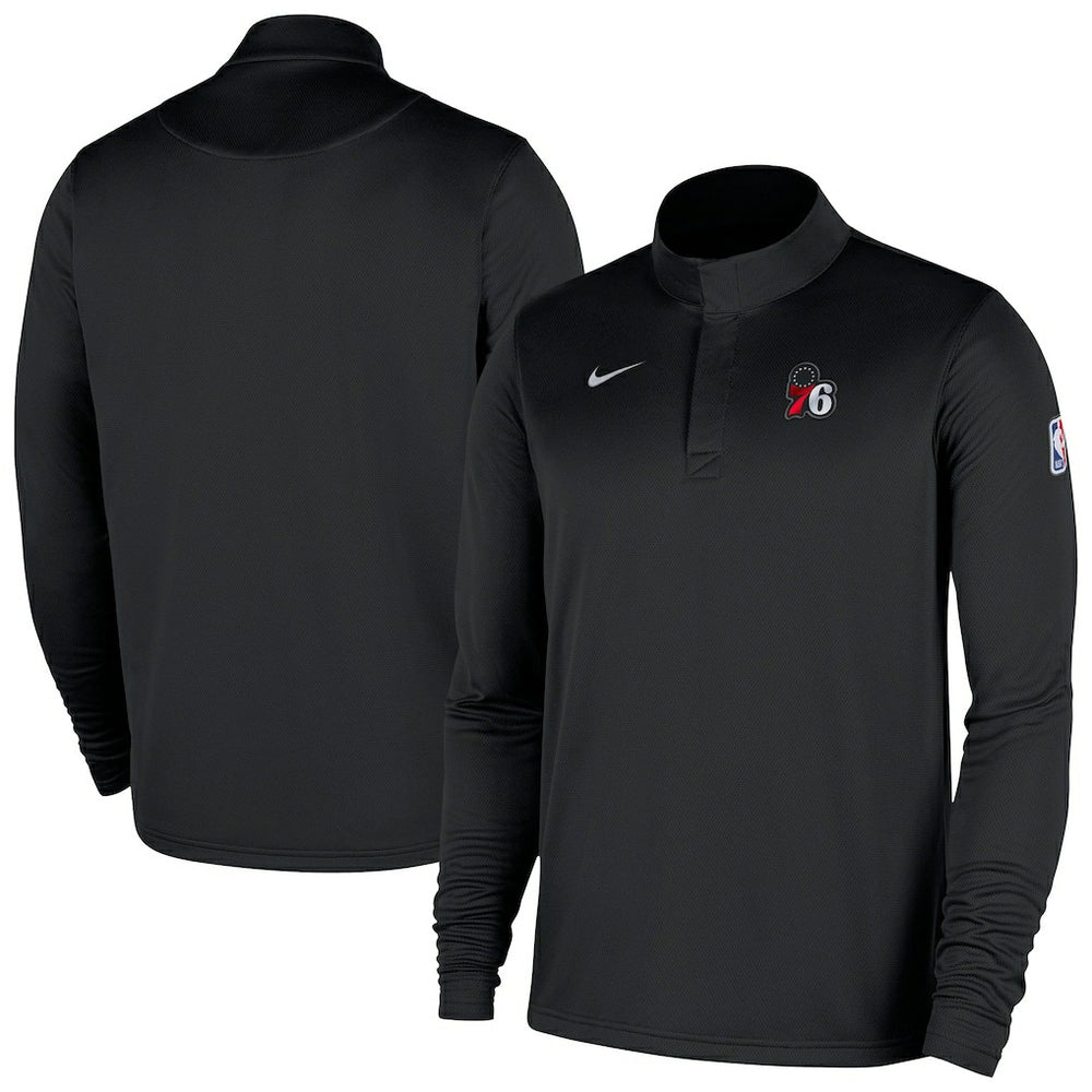 Philadelphia 76ers 2025/26 Authentic Coaches Quarter-Zip Dri-Fit Top Black - NBA