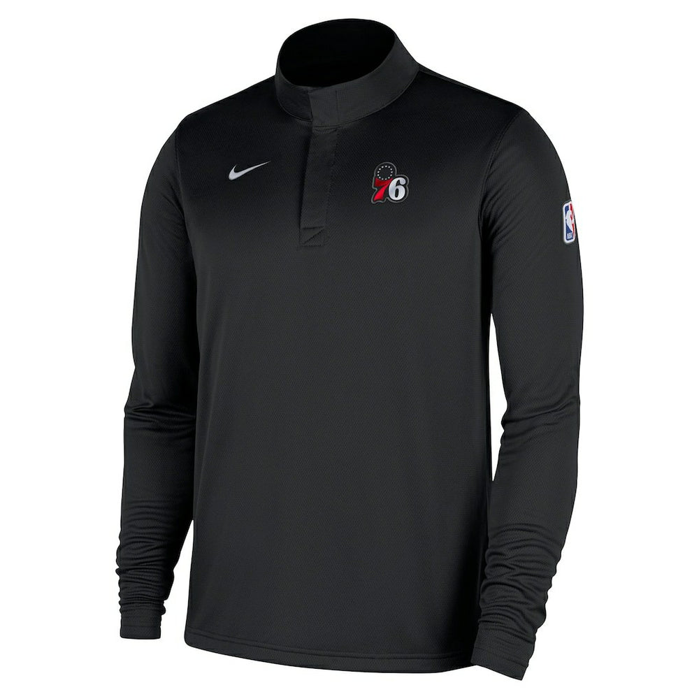 Philadelphia 76ers 2025/26 Authentic Coaches Quarter-Zip Dri-Fit Top Black - NBA