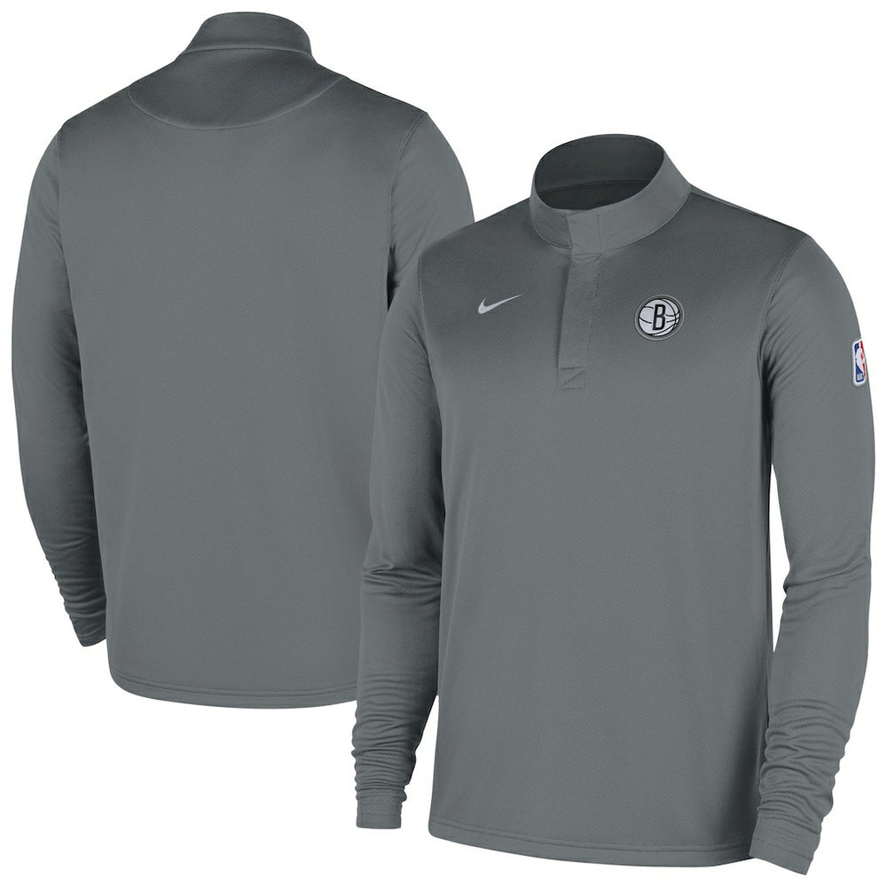 Brooklyn Nets 2025/26 Authentic Coaches Quarter-Zip Dri-Fit Top Gray - NBA