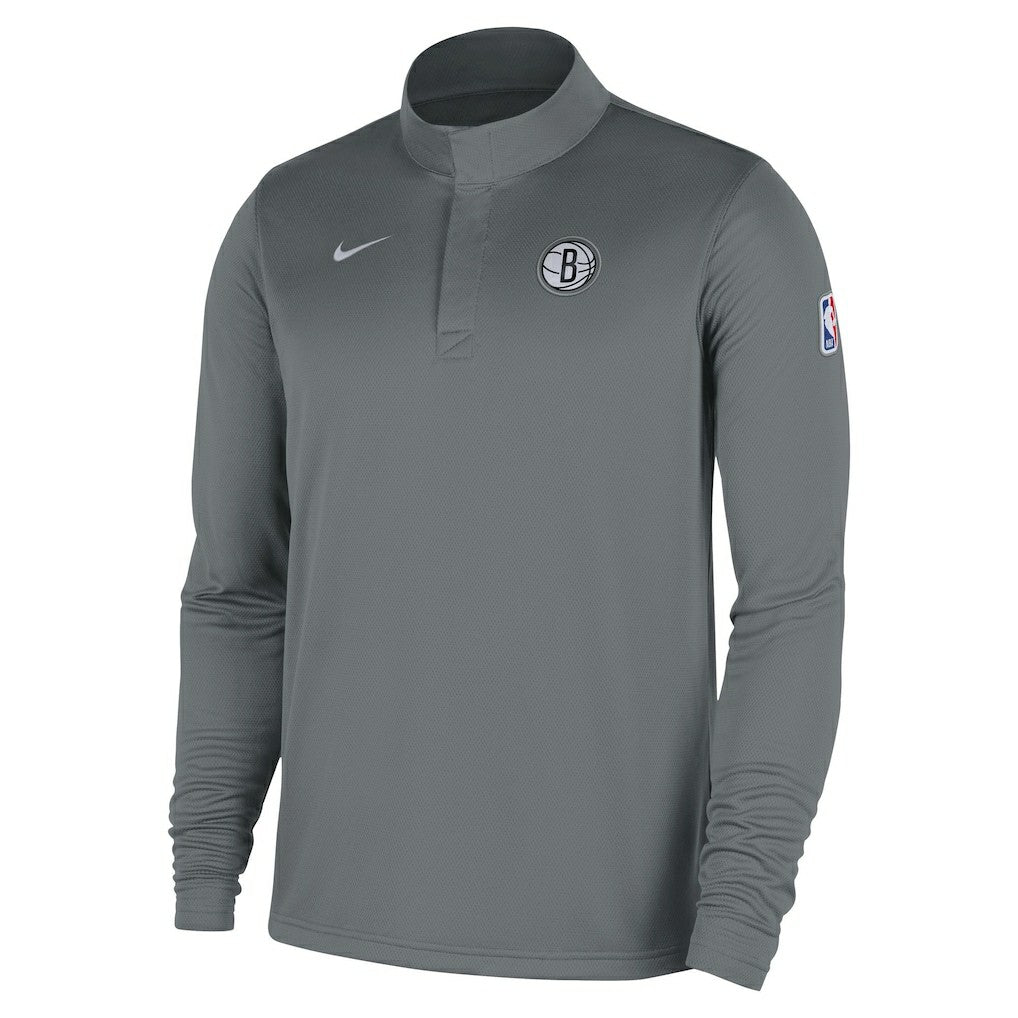 Brooklyn Nets 2025/26 Authentic Coaches Quarter-Zip Dri-Fit Top Gray - NBA