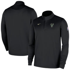 Milwaukee Bucks 2025/26 Authentic Coaches Quarter-Zip Dri-Fit Top Black - NBA