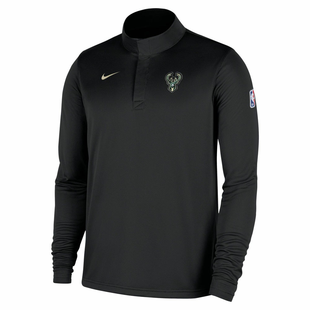 Milwaukee Bucks 2025/26 Authentic Coaches Quarter-Zip Dri-Fit Top Black - NBA
