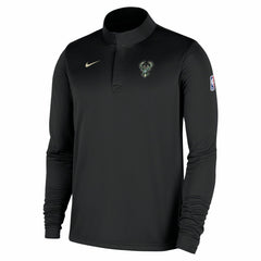 Milwaukee Bucks 2025/26 Authentic Coaches Quarter-Zip Dri-Fit Top Black - NBA
