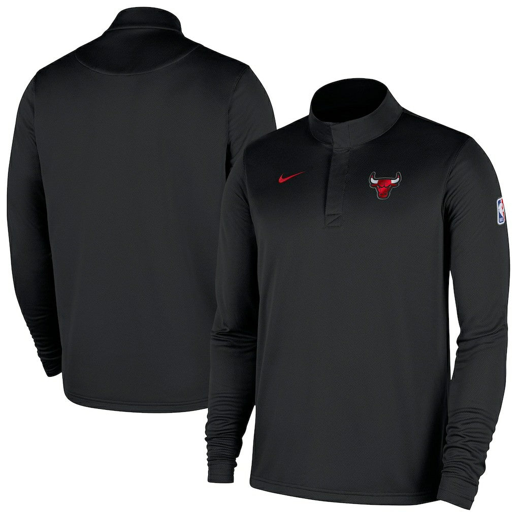 Chicago Bulls 2025/26 Authentic Coaches Quarter-Zip Dri-Fit Top Black - NBA