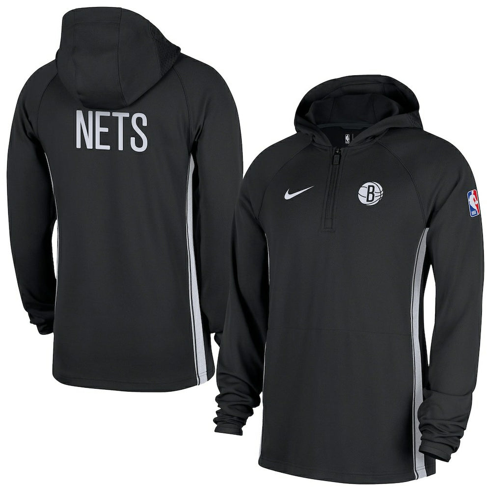 Brooklyn Nets Authentic On Court Zone Quarter-Zip Dri-FIT Hoodie Jacket Black - NBA