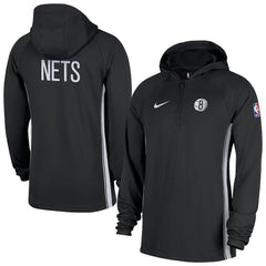Brooklyn Nets Authentic On Court Zone Quarter-Zip Dri-FIT Hoodie Jacket Black - NBA