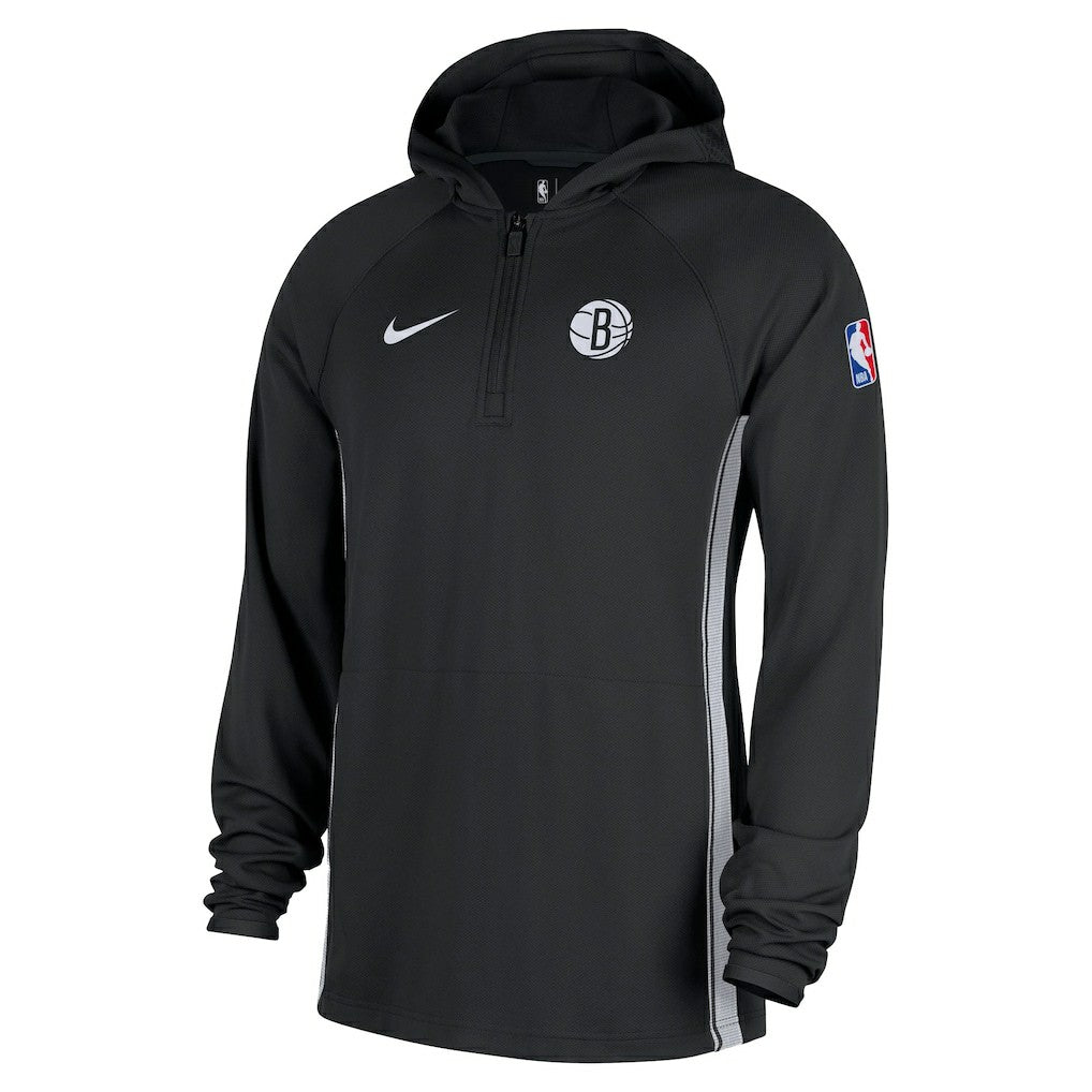 Brooklyn Nets Authentic On Court Zone Quarter-Zip Dri-FIT Hoodie Jacket Black - NBA