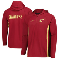 Cleveland Cavaliers Authentic On Court Zone Quarter-Zip Dri-FIT Hoodie Jacket Wine - NBA