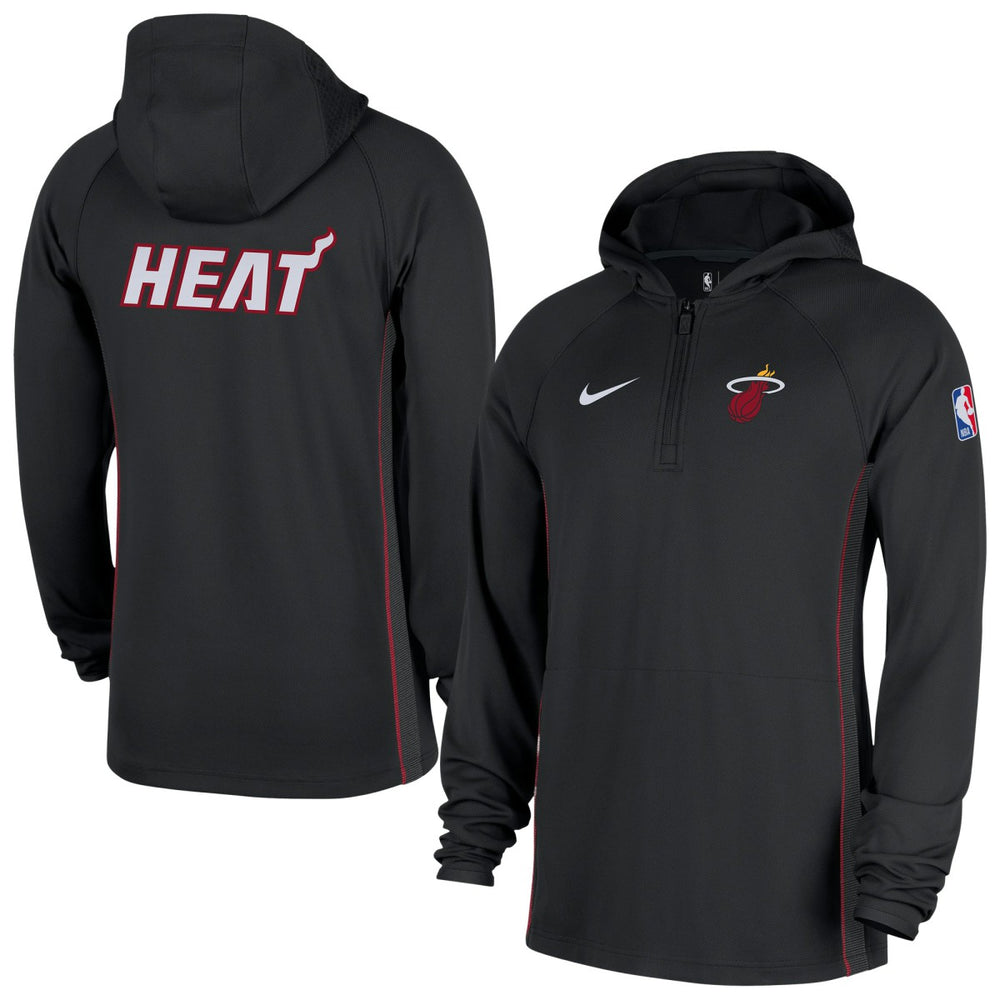 Miami Heat Authentic On Court Zone Quarter-Zip Dri-FIT Hoodie Jacket Black - NBA