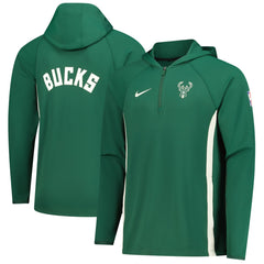 Milwaukee Bucks Authentic On Court Zone Quarter-Zip Dri-FIT Hoodie Jacket Hunter Green - NBA