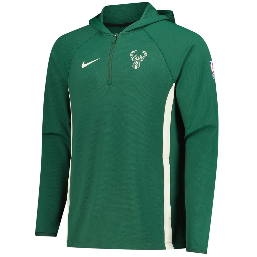 Milwaukee Bucks Authentic On Court Zone Quarter-Zip Dri-FIT Hoodie Jacket Hunter Green - NBA