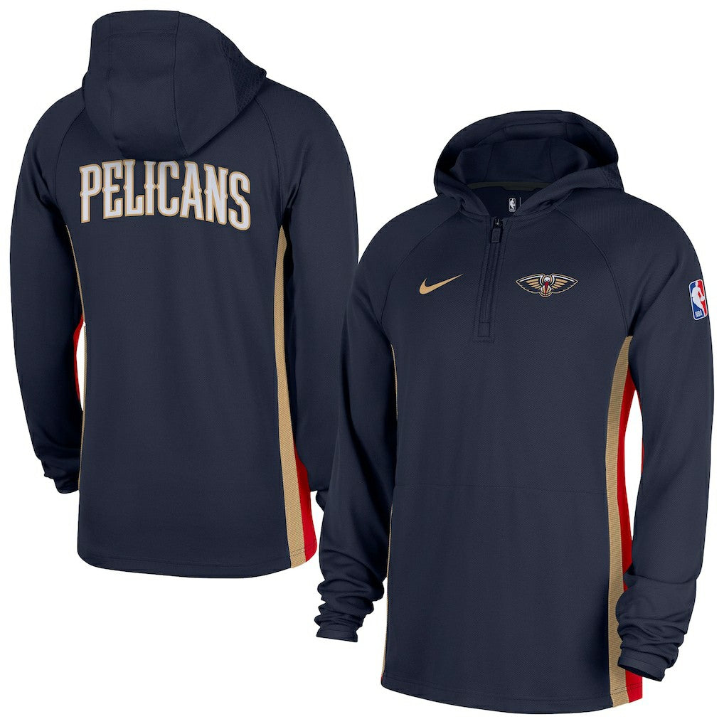 New Orleans Pelicans Authentic On Court Zone Quarter-Zip Dri-FIT Hoodie Jacket Navy - NBA