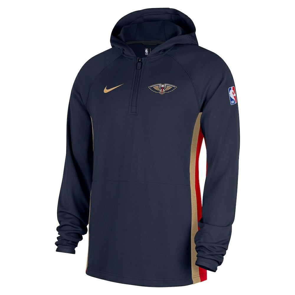 New Orleans Pelicans Authentic On Court Zone Quarter-Zip Dri-FIT Hoodie Jacket Navy - NBA