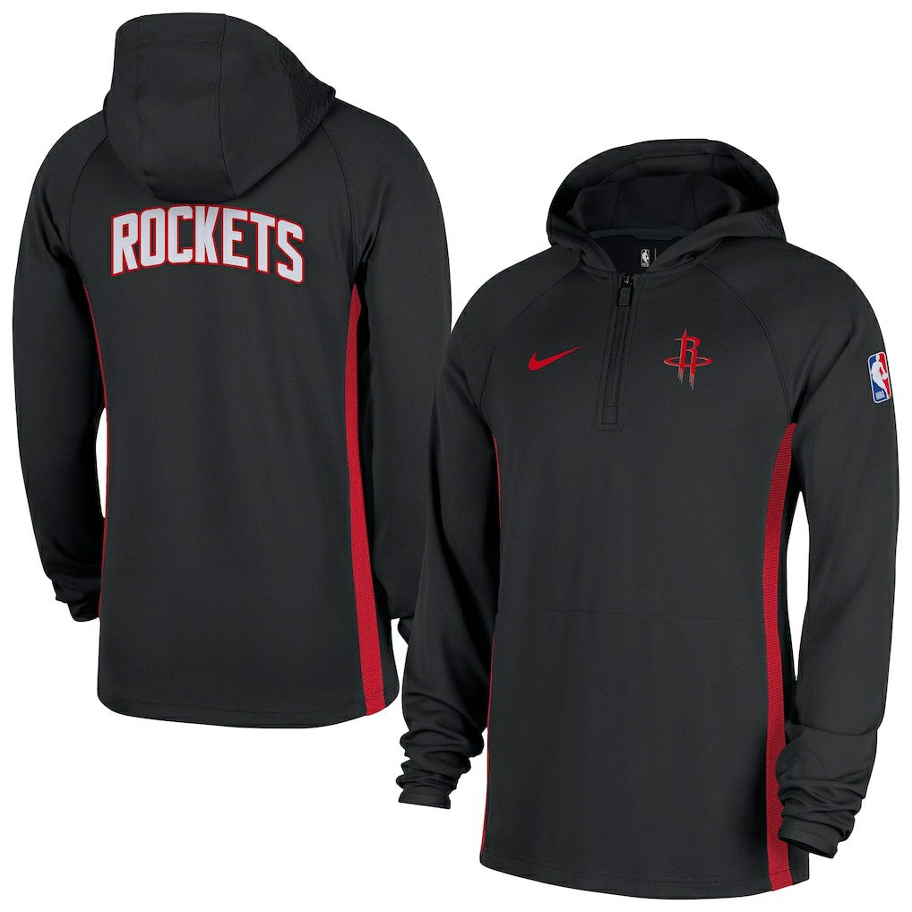 Houston Rockets Authentic On Court Zone Quarter-Zip Dri-FIT Hoodie Jacket Black - NBA