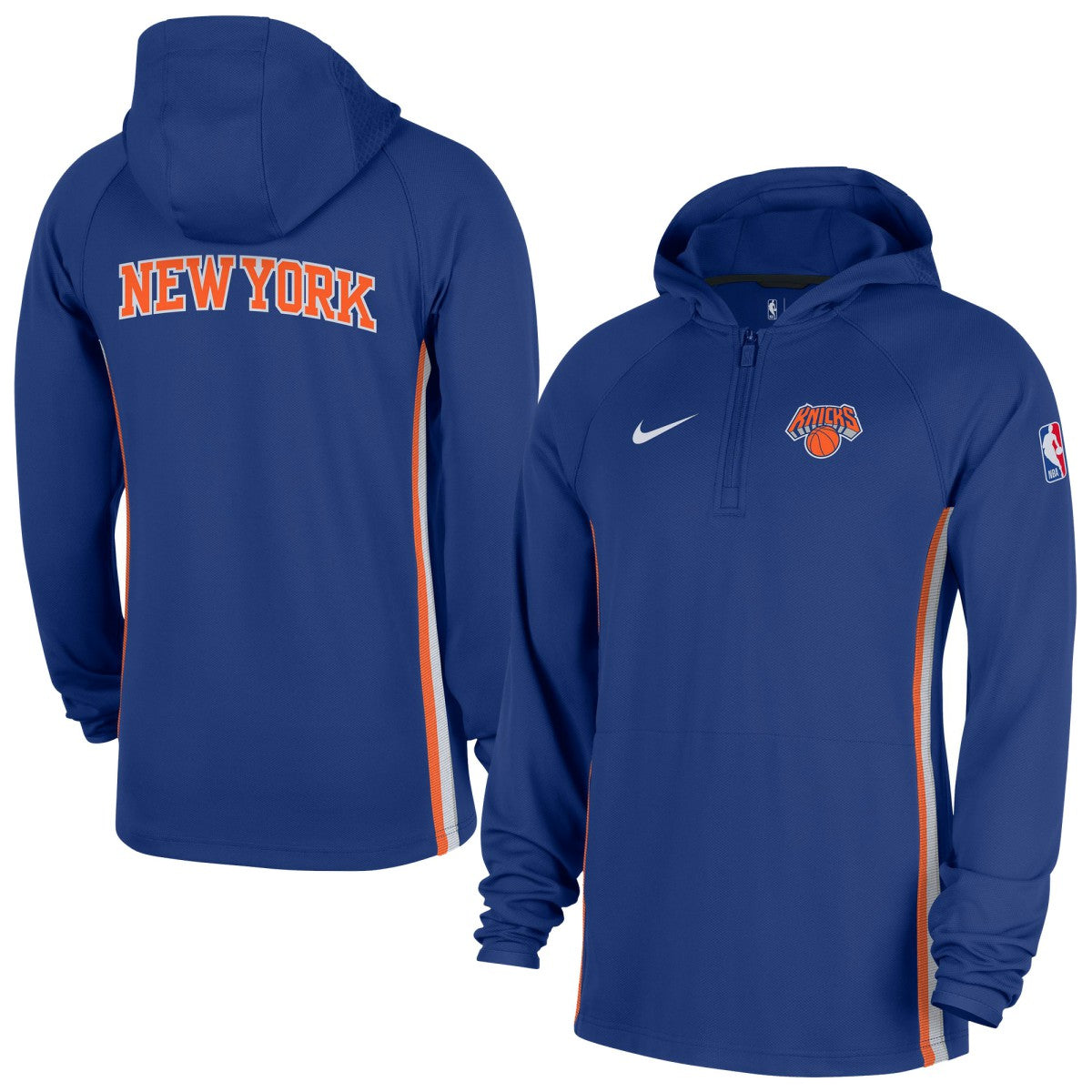 New York Knicks Authentic On Court Zone Quarter-Zip Dri-FIT Hoodie Jacket Blue - NBA