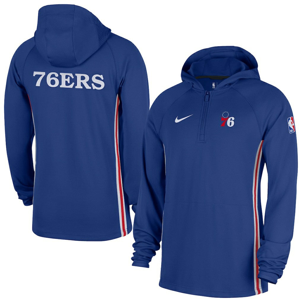 Philadelphia 76ers Authentic On Court Zone Quarter-Zip Dri-FIT Hoodie Jacket Blue - NBA