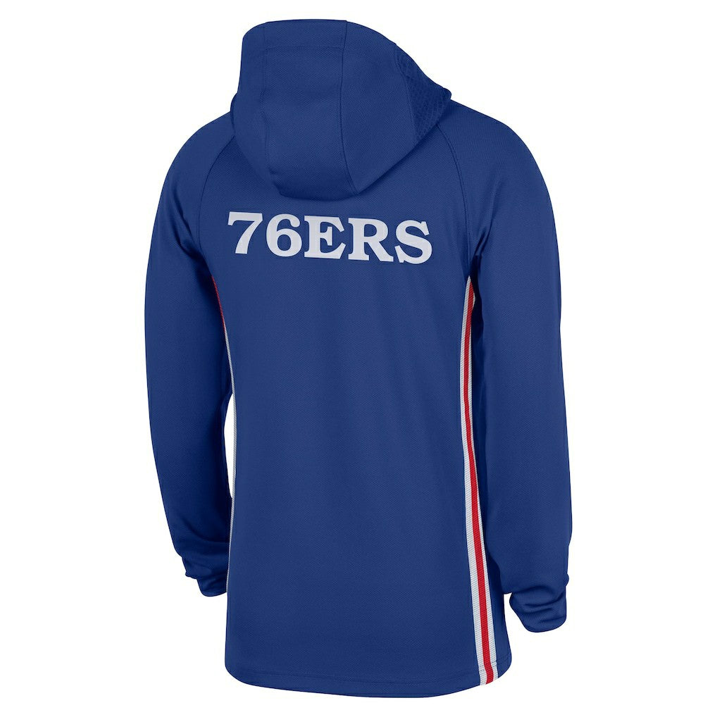 Philadelphia 76ers Authentic On Court Zone Quarter-Zip Dri-FIT Hoodie Jacket Blue - NBA