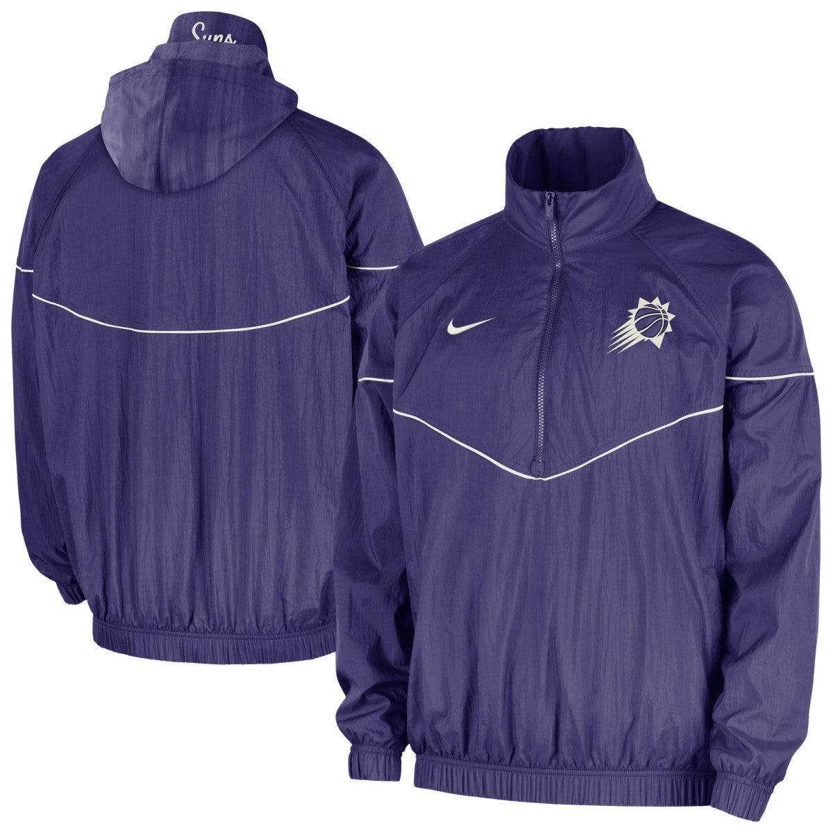 Phoenix Suns Courtside Windrunner Woven Half-Zip Hooded Jacket Purple - NBA