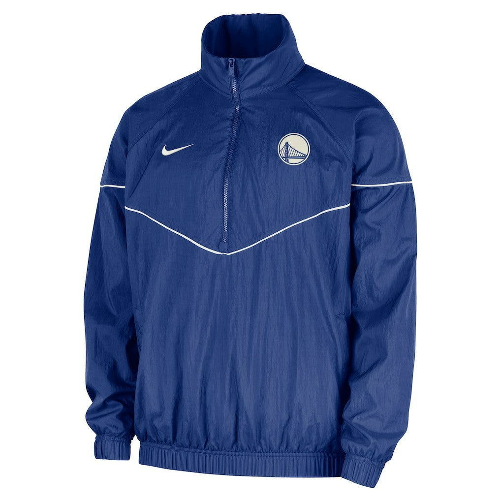 Golden State Warriors Courtside Windrunner Woven Half-Zip Hooded Jacket Royal - NBA