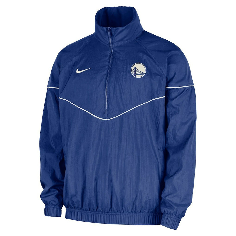 Golden State Warriors Courtside Windrunner Woven Half-Zip Hooded Jacket Royal - NBA