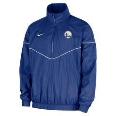 Golden State Warriors Courtside Windrunner Woven Half-Zip Hooded Jacket Royal - NBA