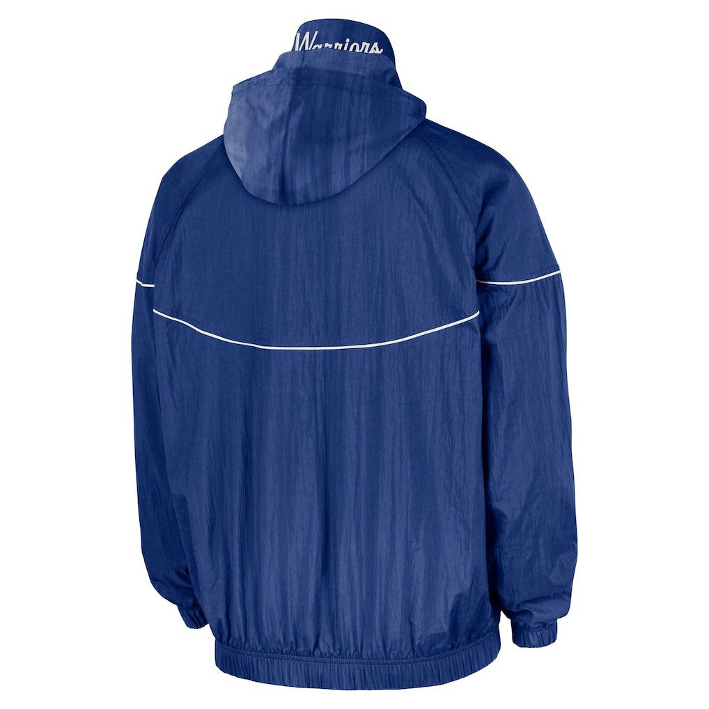 Golden State Warriors Courtside Windrunner Woven Half-Zip Hooded Jacket Royal - NBA