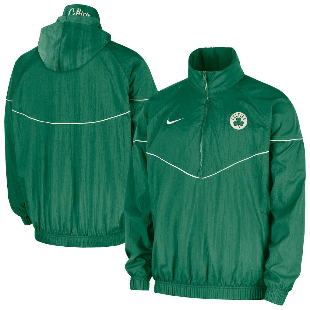 Boston Celtics Courtside Windrunner Woven Half-Zip Hooded Jacket Kelly Green - NBA