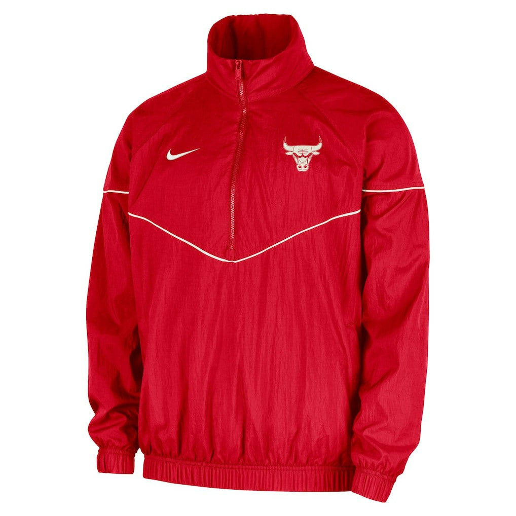 Chicago Bulls Courtside Windrunner Woven Half-Zip Hooded Jacket Red - NBA