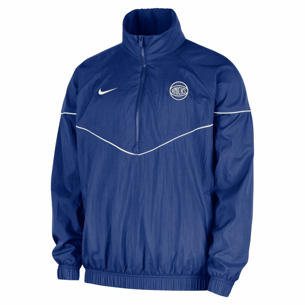 New York Knicks Courtside Windrunner Woven Half-Zip Hooded Jacket Blue - NBA