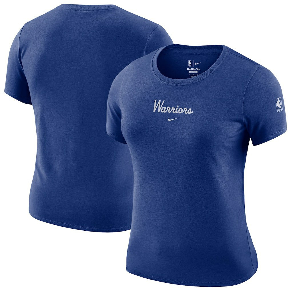 Golden State Warriors Women's Courtside Modest Cropped Tri-Blend T-Shirt Royal - NBA