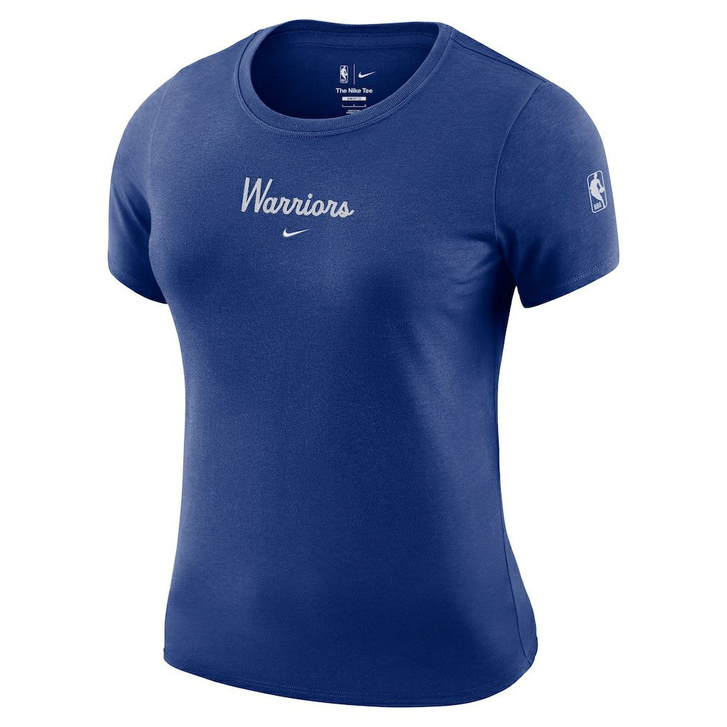 Golden State Warriors Women's Courtside Modest Cropped Tri-Blend T-Shirt Royal - NBA