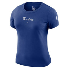 Golden State Warriors Women's Courtside Modest Cropped Tri-Blend T-Shirt Royal - NBA