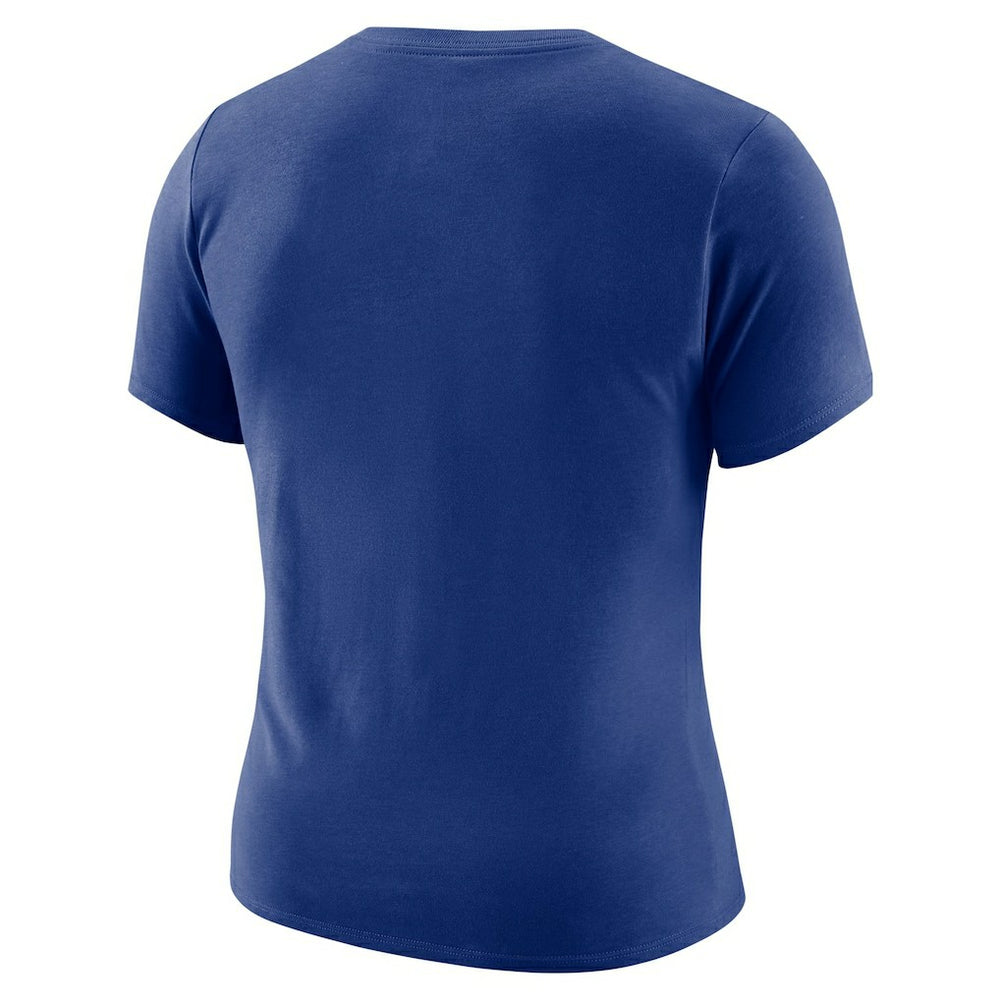 New York Knicks Women's Courtside Modest Cropped Tri-Blend T-Shirt Blue - NBA