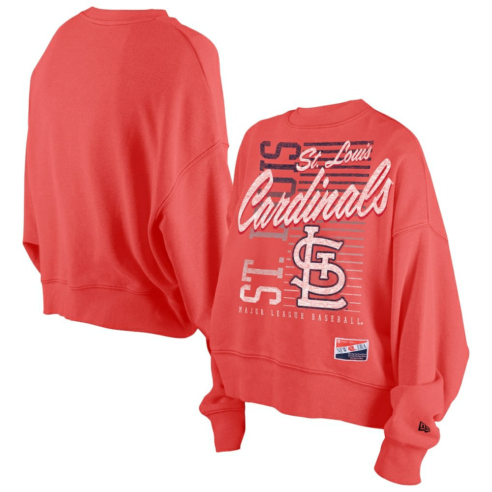 St. Louis Cardinals New Era Women's Boxy Mineral Wash Dolmen Sleeve Cropped Sweatshirt - MLB