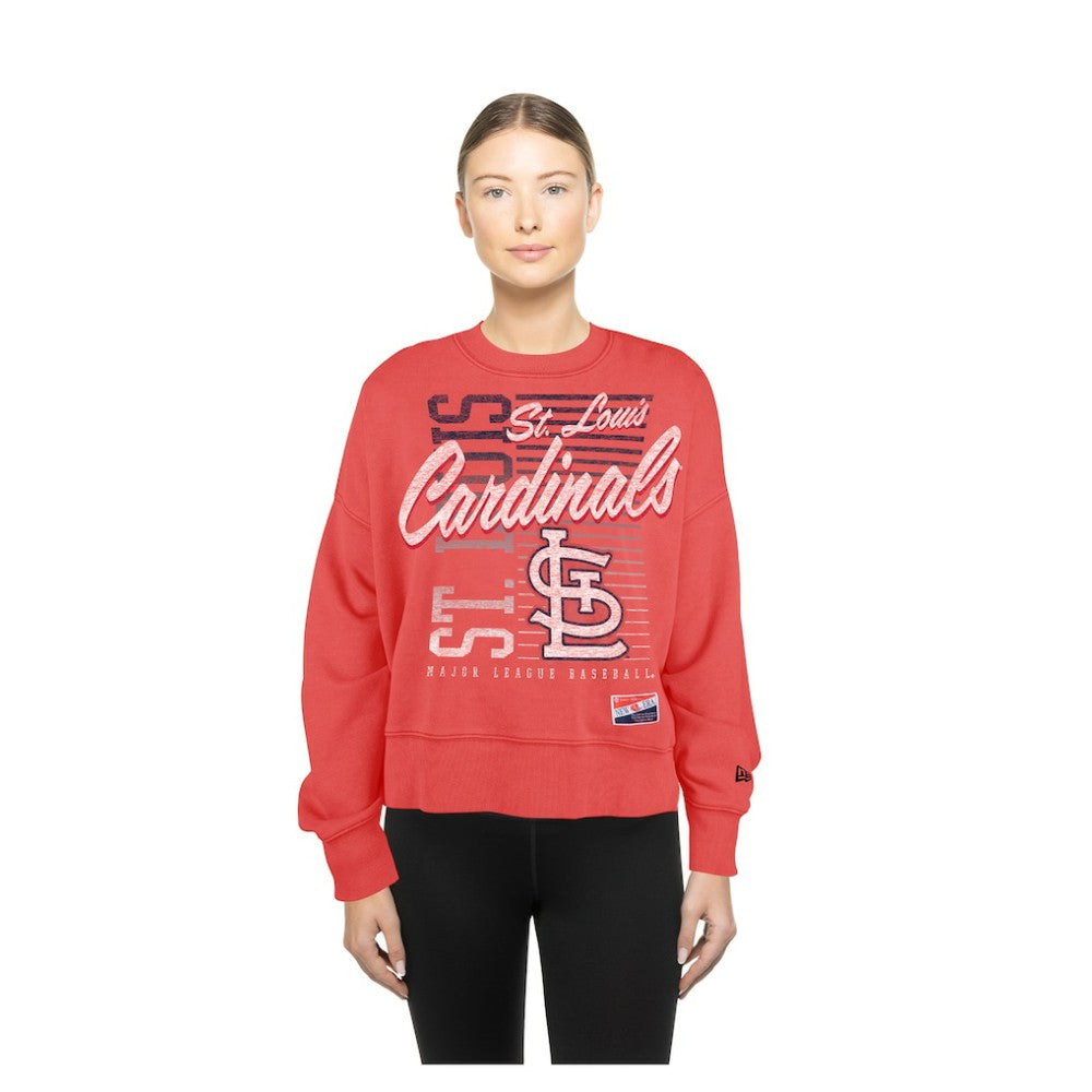 St. Louis Cardinals New Era Women's Boxy Mineral Wash Dolmen Sleeve Cropped Sweatshirt - MLB