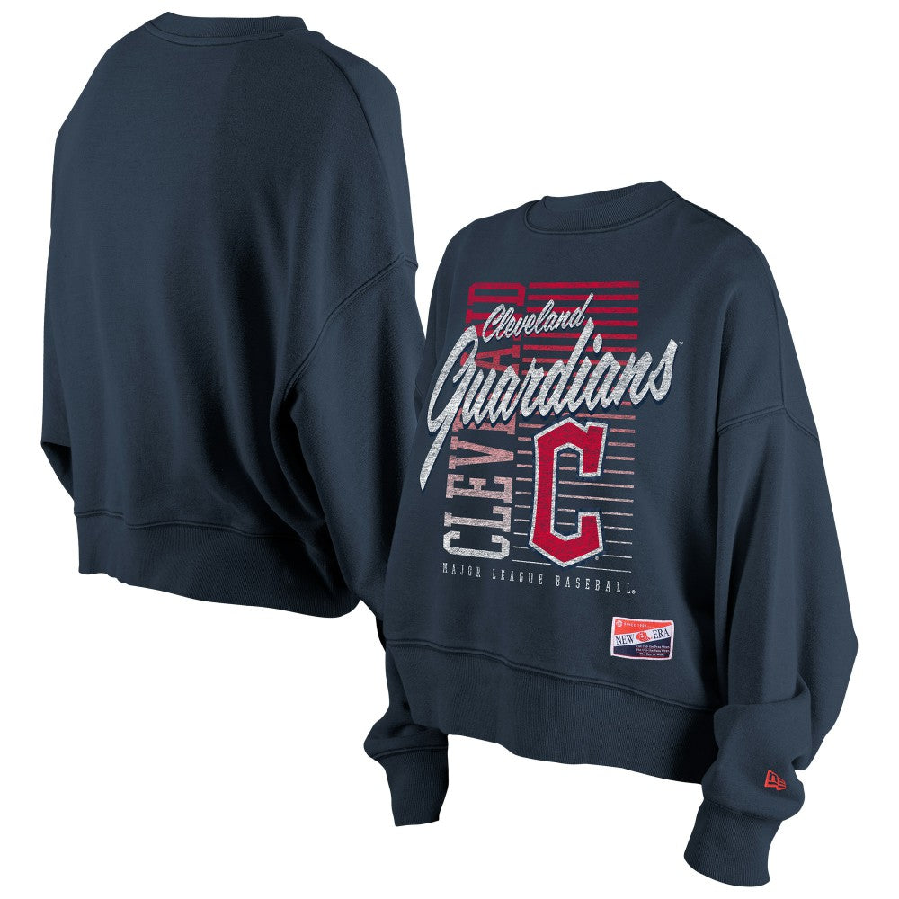 Cleveland Guardians New Era Women's Boxy Mineral Wash Dolmen Sleeve Cropped Sweatshirt - MLB